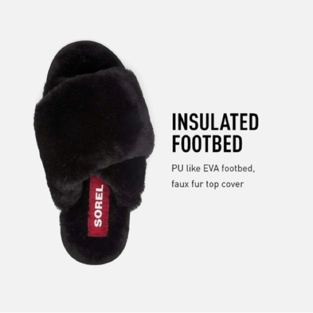 Sorel Women's‎ Black Faux Fur Insulated Slippers